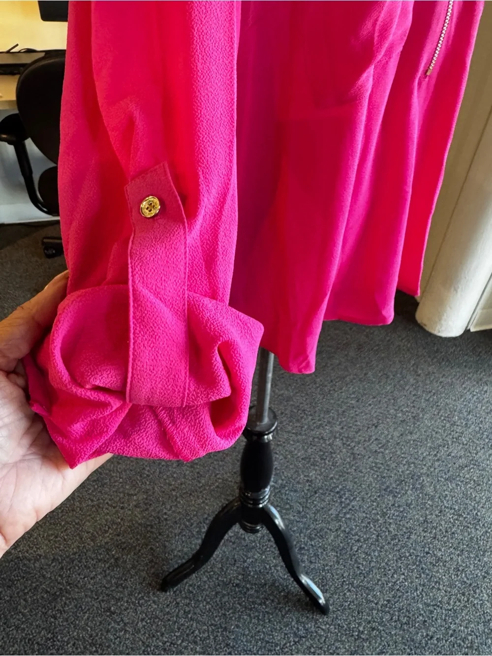 Michael Kors Hot Pink Half-Zip Collared Sweatshirt